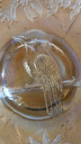 Crown Crystal Carnival glass master Bowl, Marigold Kookaburra