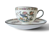WEDGWOOD - Leigh Shape Footed Cup & Saucer Set Kutani Crane