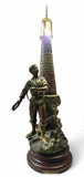 Antique French spelter Figural Lighthouse Lamp, "La Tempete" circa 1915