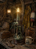 Antique French spelter Figural Lighthouse Lamp, "La Tempete" circa 1915