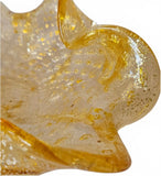 Gold and Clear Murano Glass Bowl with Inlaid Aventurine Leaf 1960s