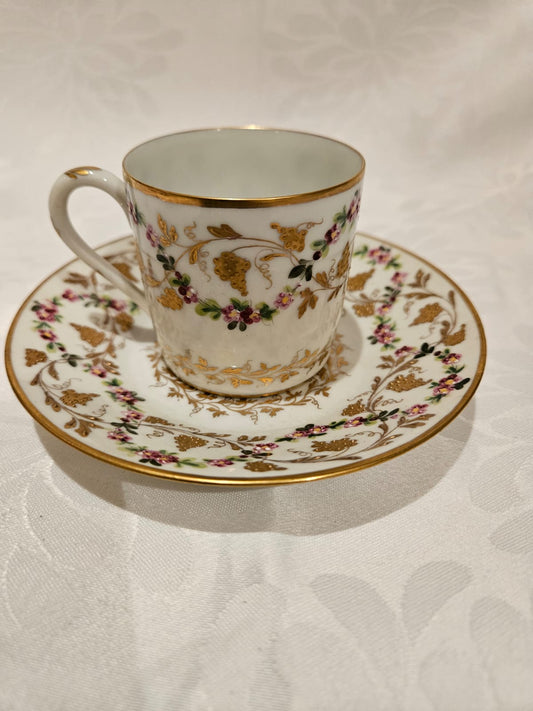 Vintage 1960's Hand Painted Camille Le Tallec Cup and Saucer Porcelain