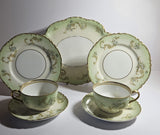 2 x Haviland & Co. Limoges France Hand Painted trios & Cake Plate circa 1920