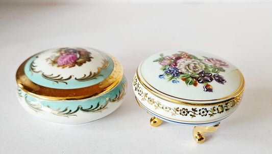 Two Limoges Porcelain Pillboxes- Les Petits d'Aline