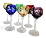 Cristalleries De Lorraine 6 Harlequin Wine Glasses circa 1940