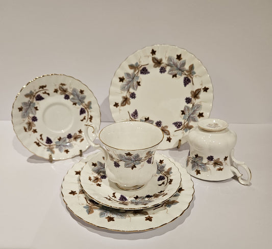 2 x Royal Albert vintage 1960s Lorraine tea cup Trio, Maple leaves