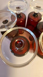 Set of 6 Retro Luminarc liqueur glasses in ruby red from the Cavalier collection