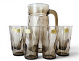 Vintage Luminarc Verrerie d’Arques 'Tornado' set of Smoked Glass Jug set