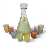 1950s Liqueur / Decanter / Glasses Set of 7 "LUXHEM" France Vintage 1960