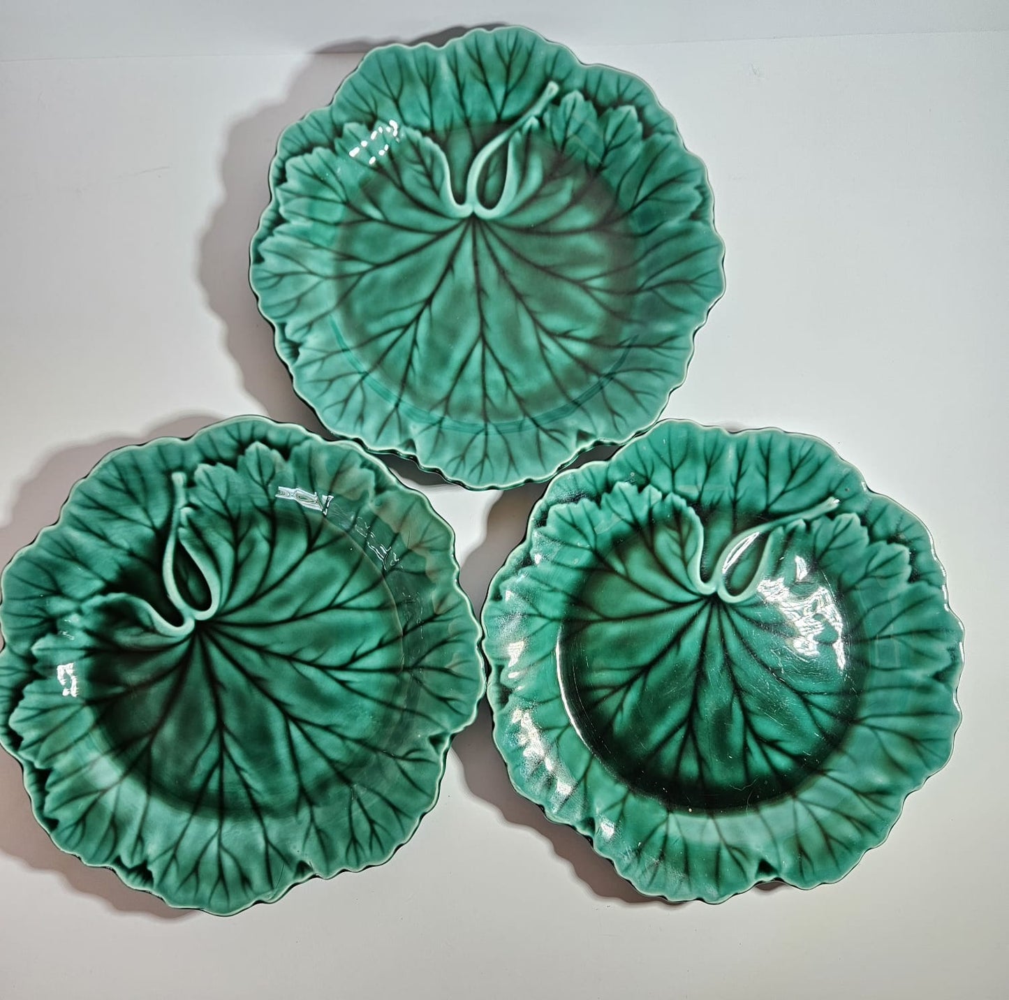 1940s Wedgwood Cabbage Leaf Majolica Plates (3)
