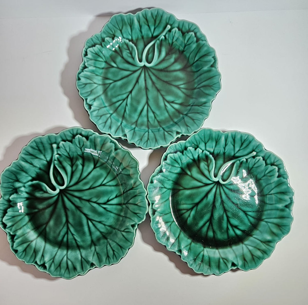 1940s Wedgwood Cabbage Leaf Majolica Plates (3)
