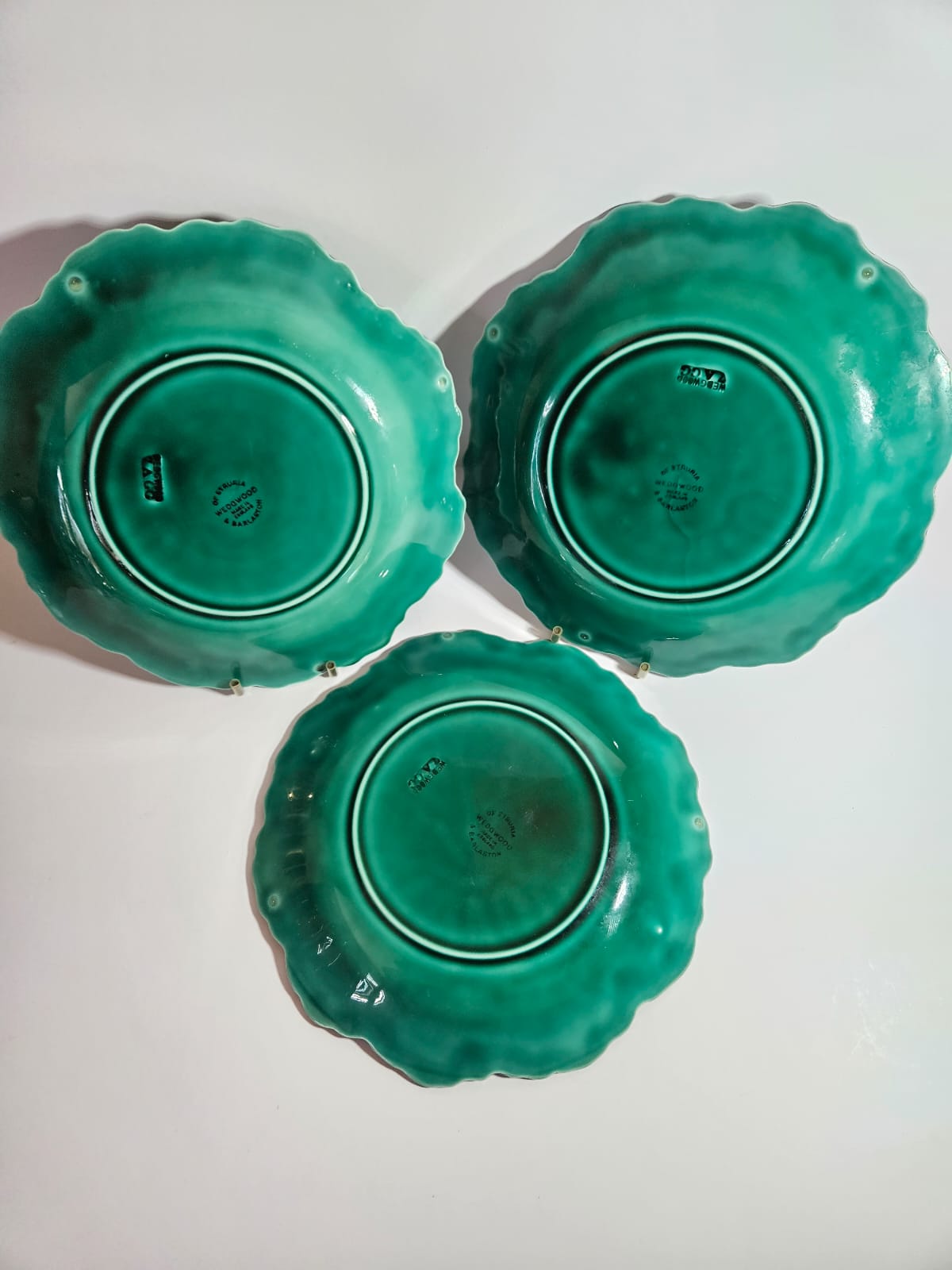 1940s Wedgwood Cabbage Leaf Majolica Plates (3)