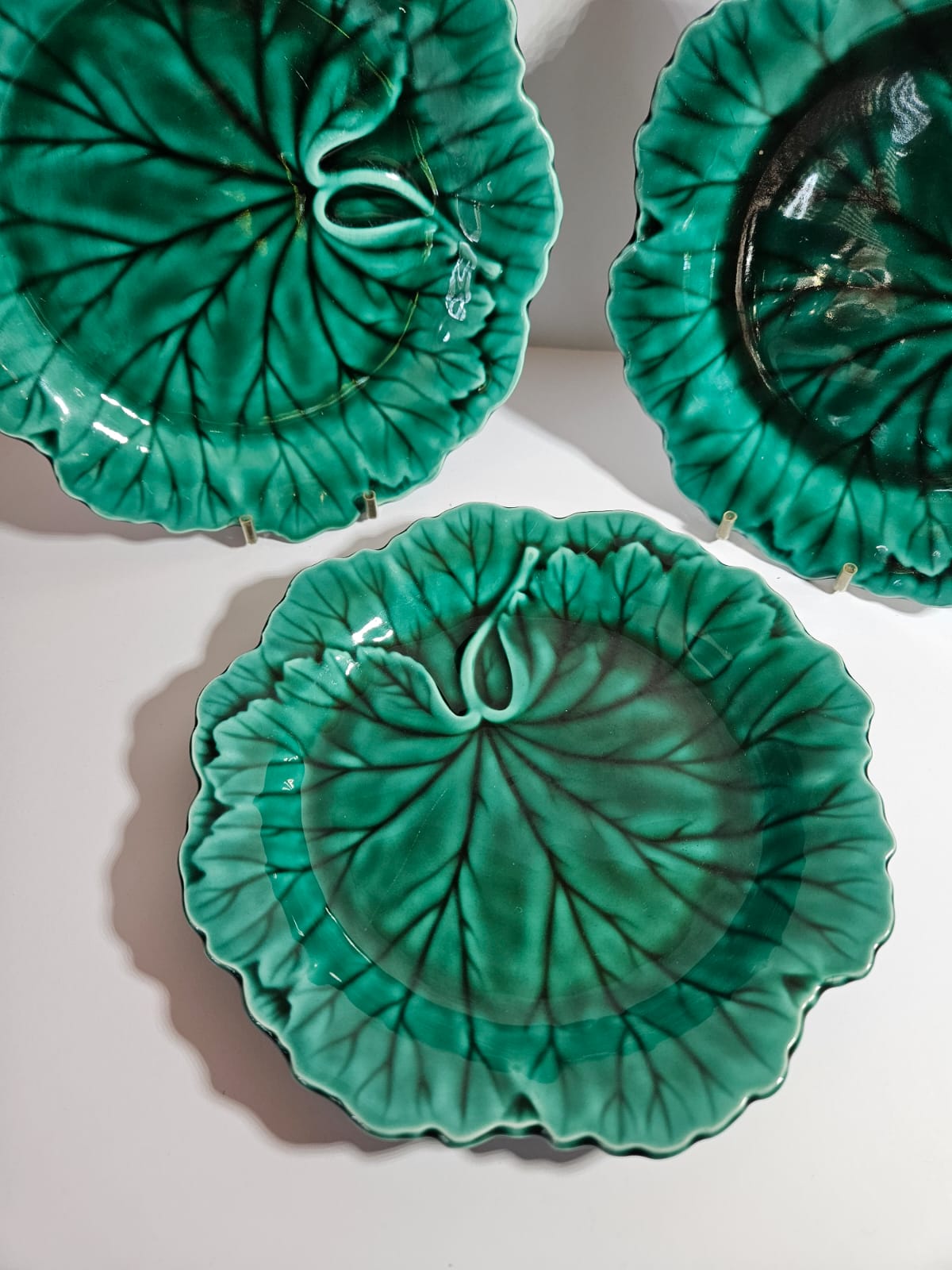 1940s Wedgwood Cabbage Leaf Majolica Plates (3)