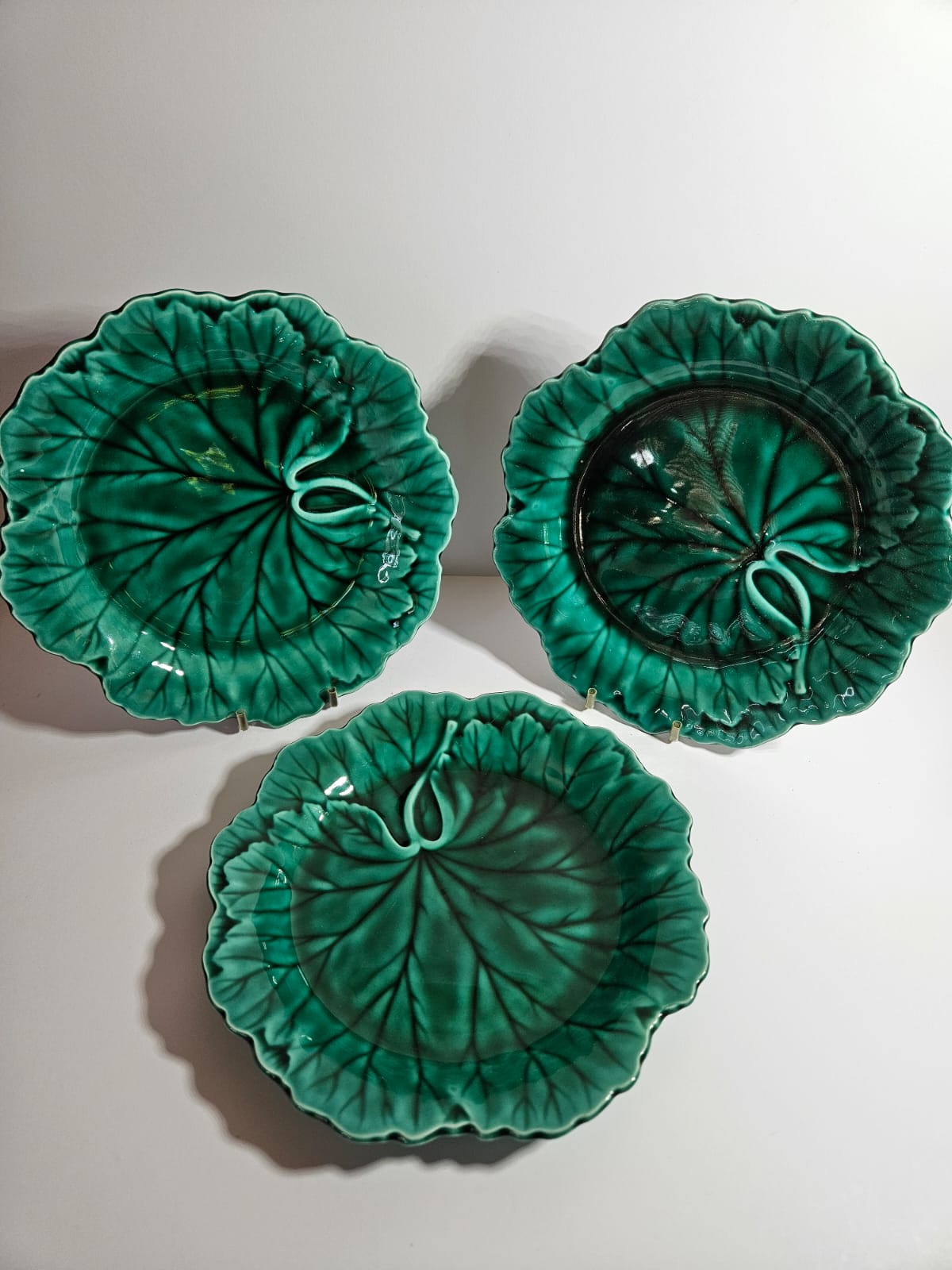 1940s Wedgwood Cabbage Leaf Majolica Plates (3)