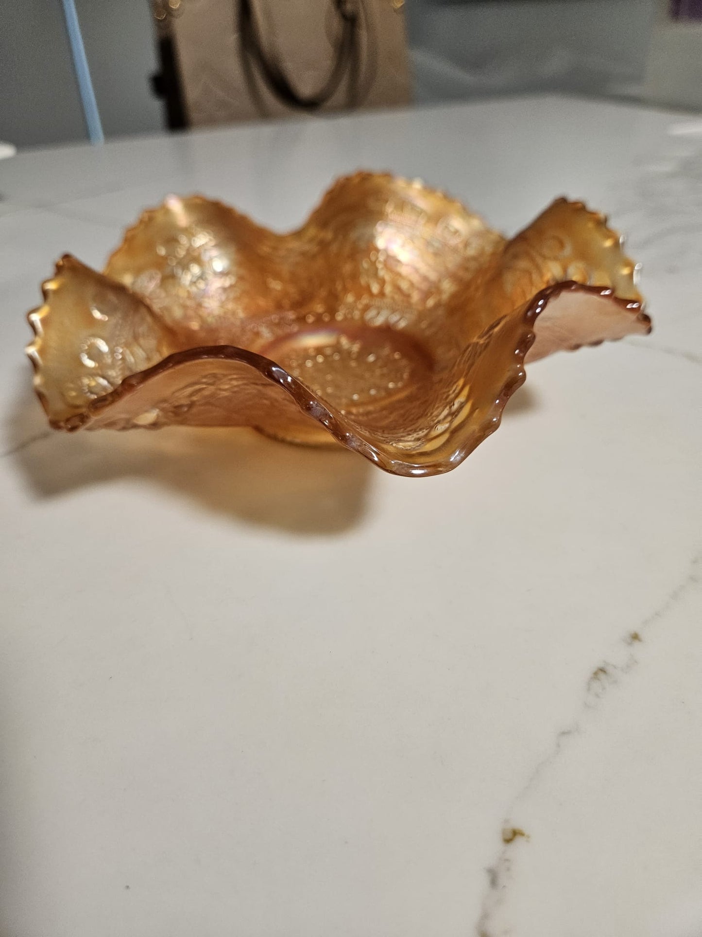Vintage Marigold Lustre Carnival Glass Bowl