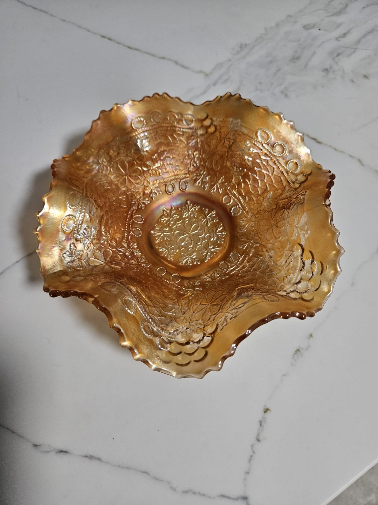 Vintage Marigold Lustre Carnival Glass Bowl