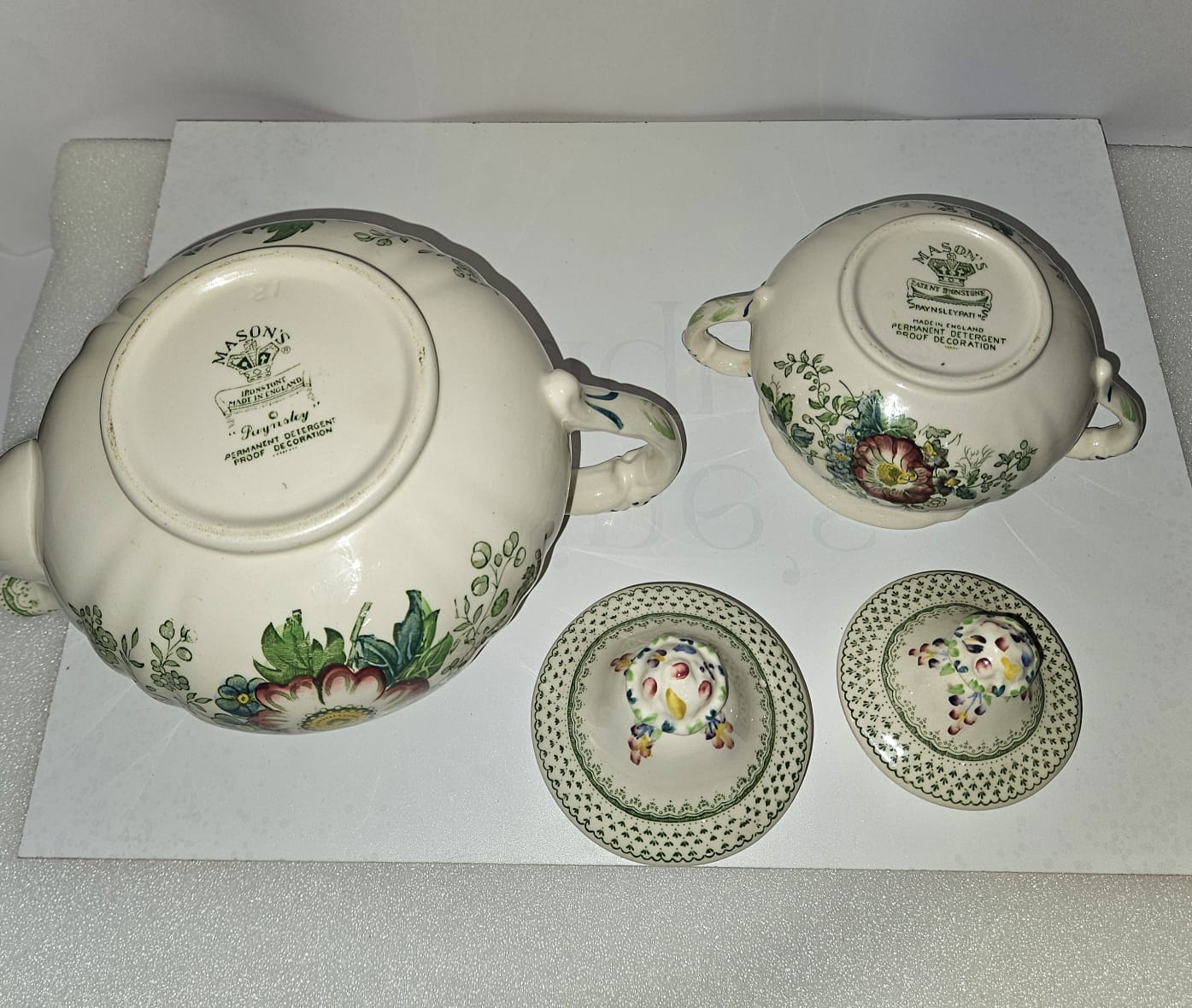 Vintage Masons Paynsley Green Teapot and Sugar bowl