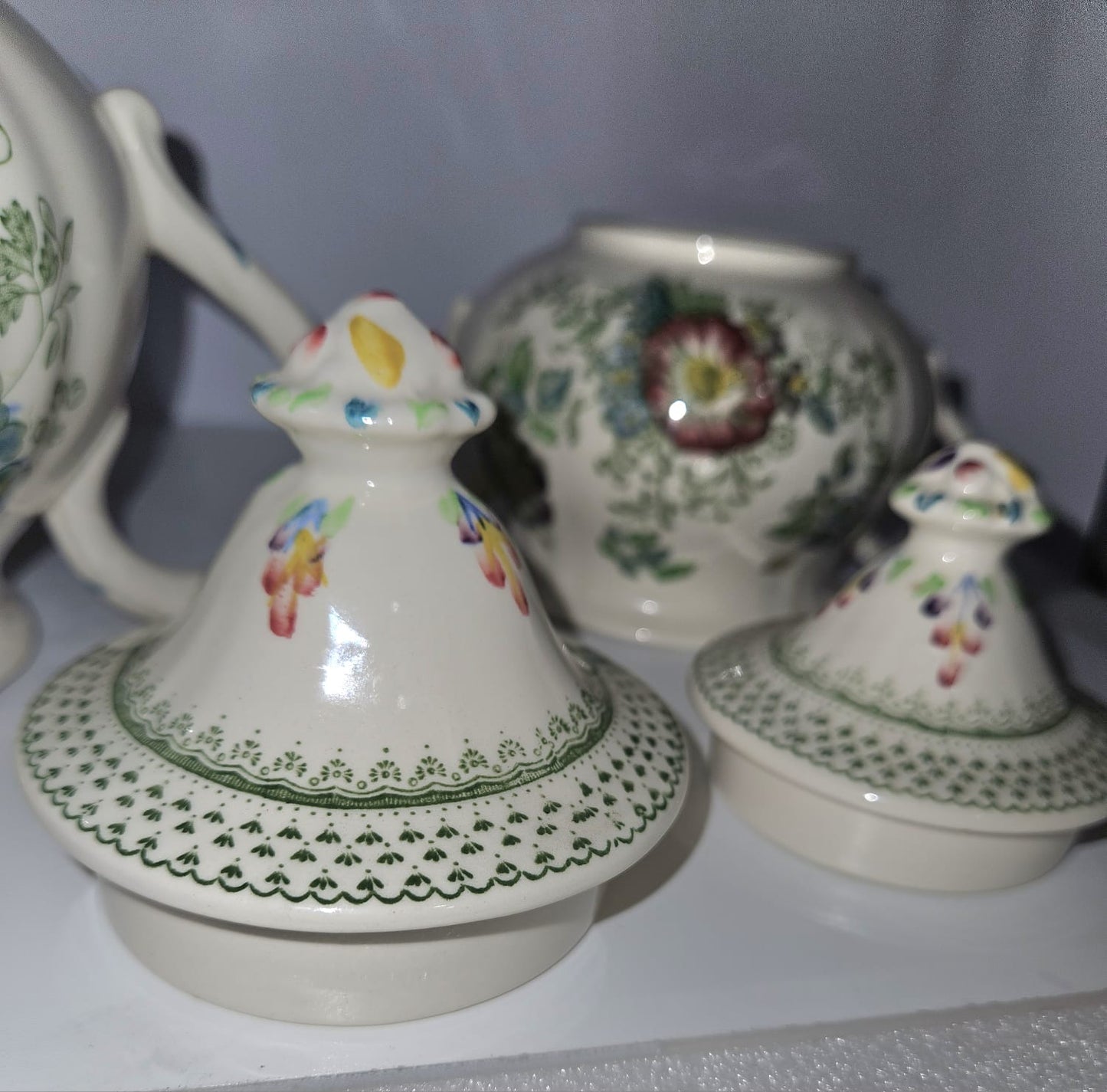 Vintage Masons Paynsley Green Teapot and Sugar bowl