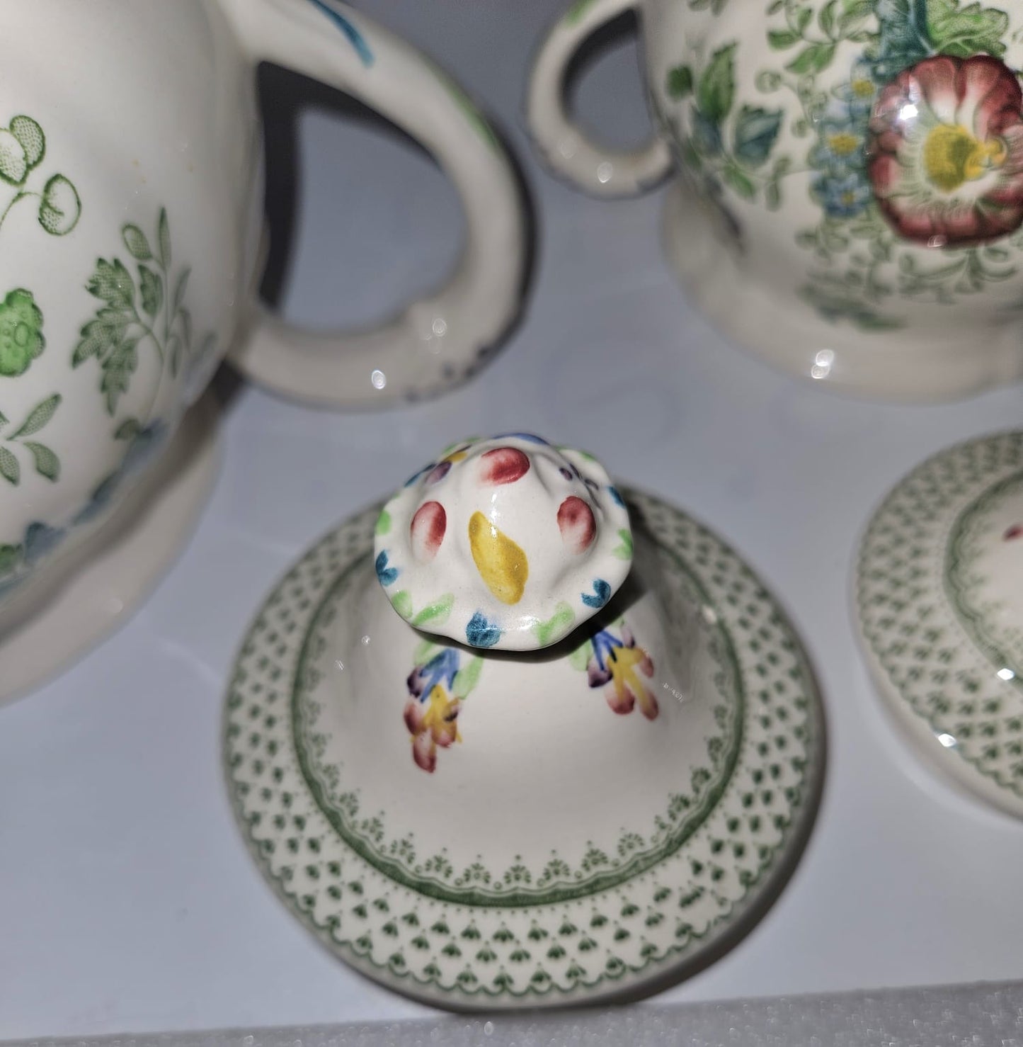 Vintage Masons Paynsley Green Teapot and Sugar bowl