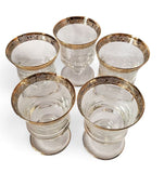 5 x Murano "Medici" etched wine /water glasses with gold rim c.1960