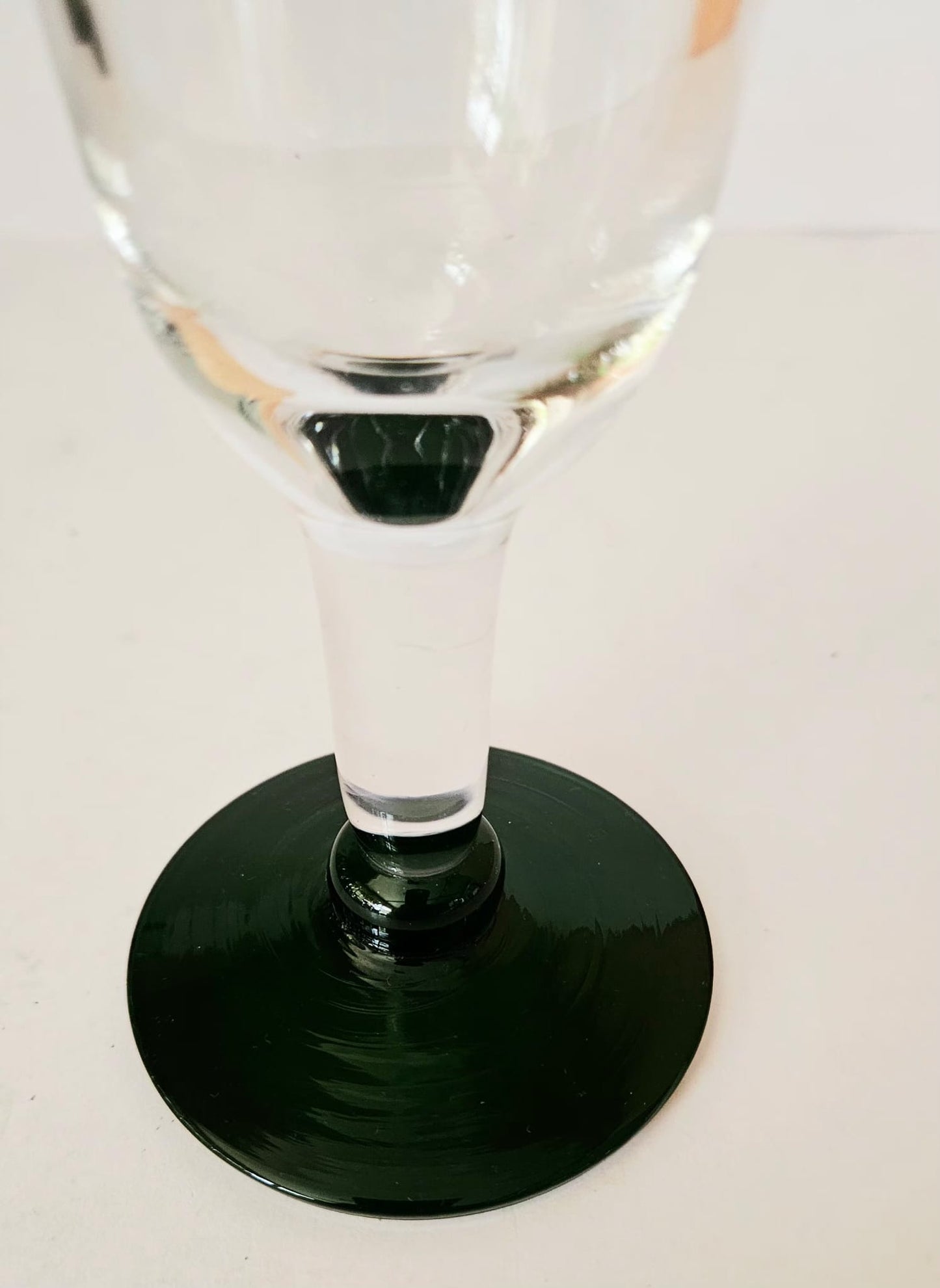Set of 8 Hand Blown green-rimmed "Mexican" Fluted Wine Glass