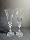 2 x vintage Mikasa Stratton champagne flutes faceted Ritz stem 360246