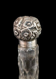 Victorian repousse sterling silver-capped Miller Brothers Scent bottle Hallmarked Birmingham 1898