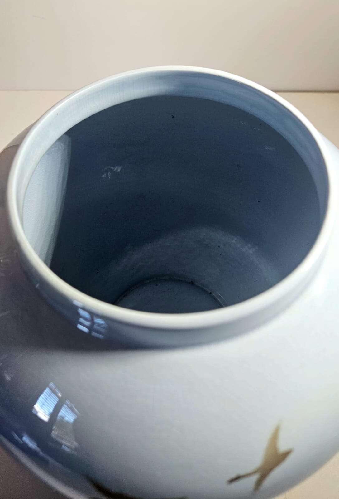 Falcon Ware Pottery Hand Painted Round Vase "Misty Morning" circa 1970s