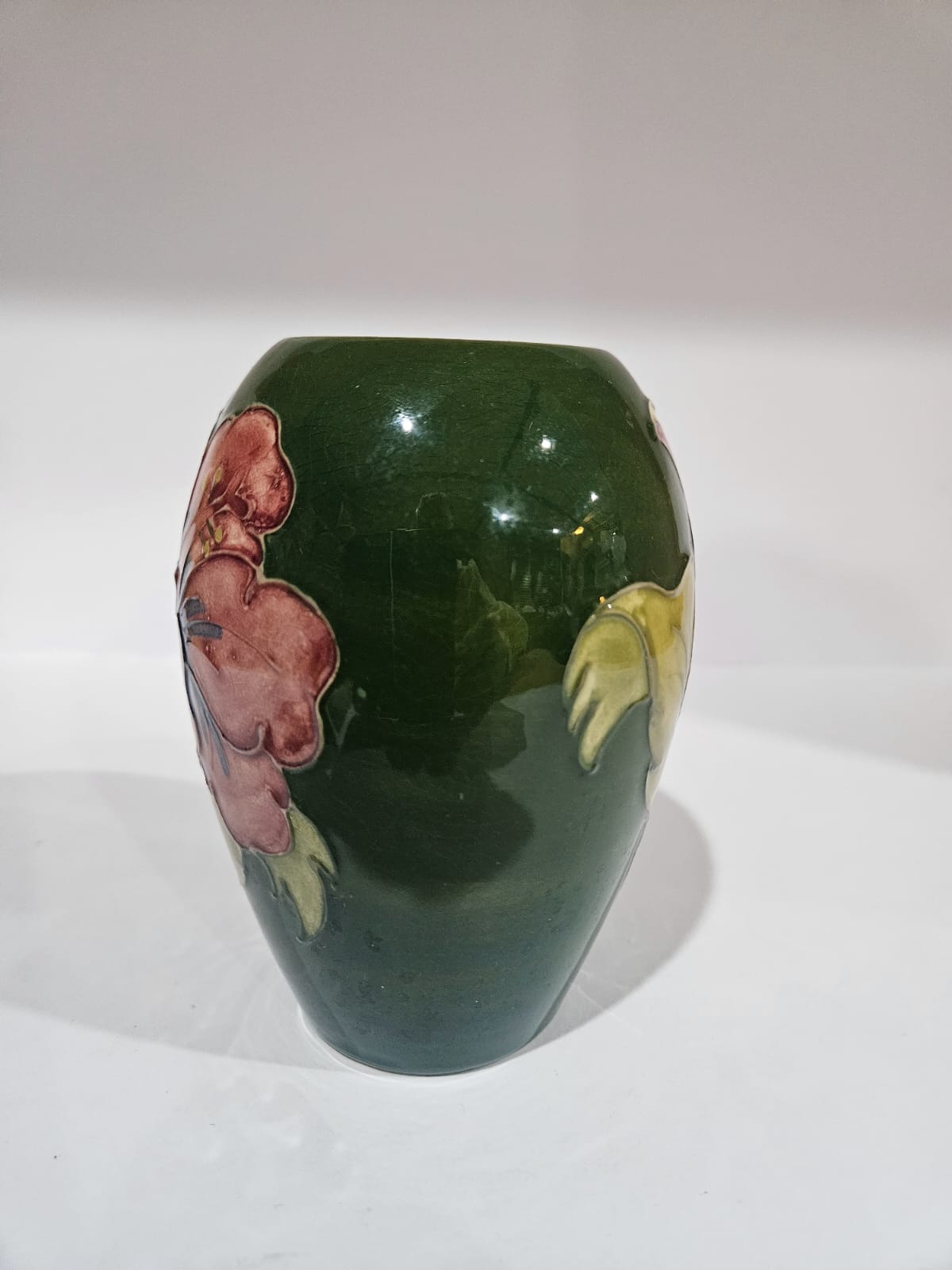 Walter Moorcroft Hibiscus Green vase Shape 102/5