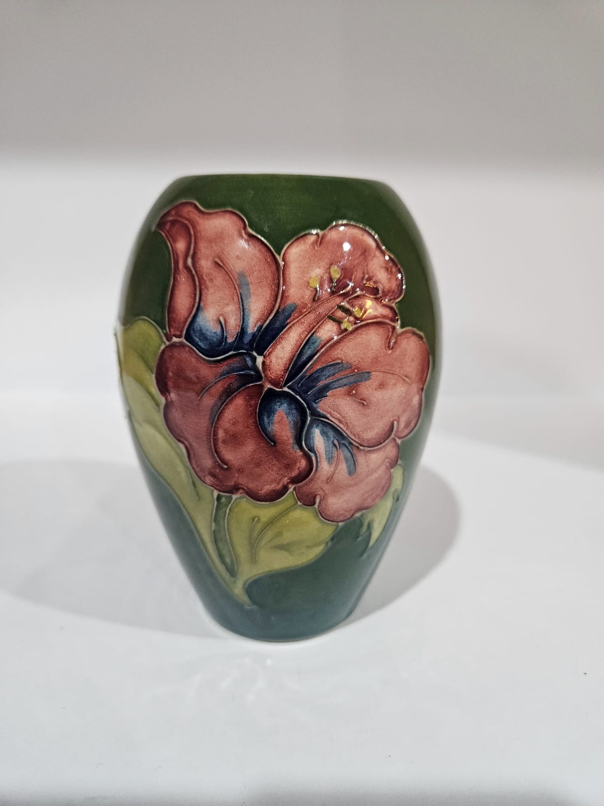Walter Moorcroft Hibiscus Green vase Shape 102/5