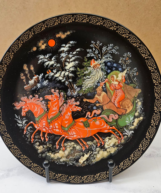 1990 Vintage Russian Fairytale "Morozko" Decorative Plate after Pushkin's Fairy Tales