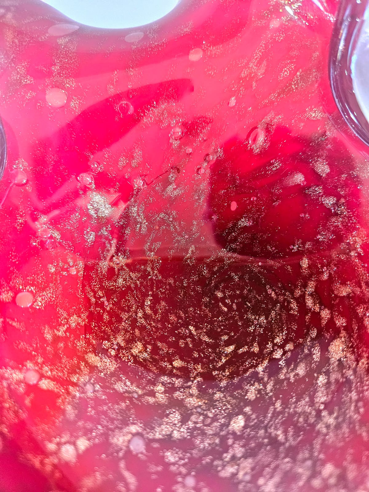 Vintage Murano Seguso Art Glass Bowl Candy Dish Red And Gold Fleck