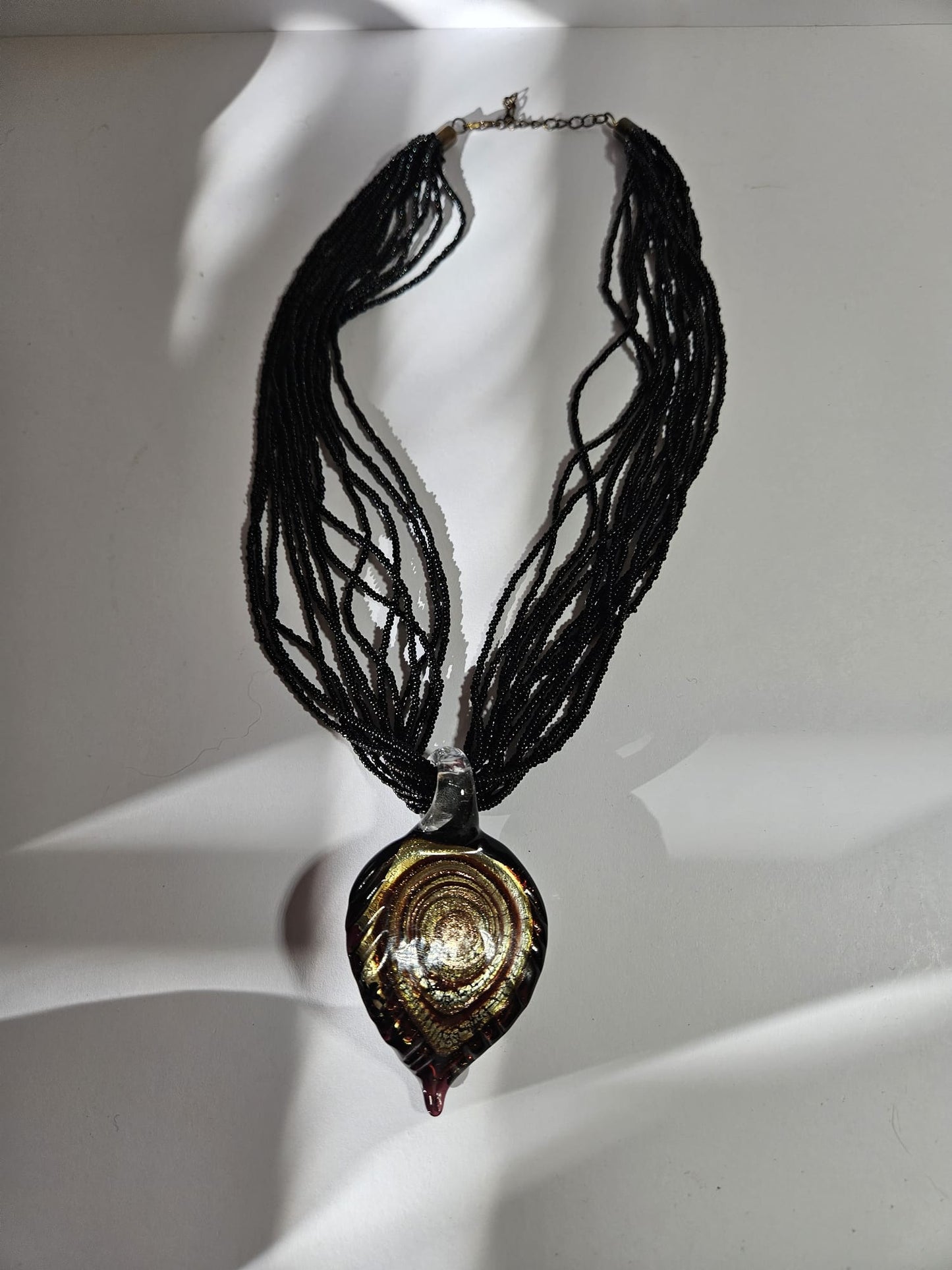 Murano Glass Pendant with 12 strands glass beads necklace by Alessandra Padoan