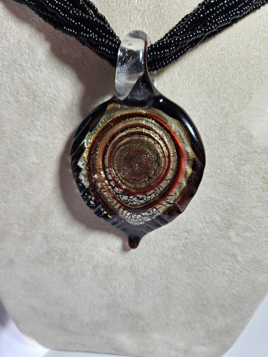 Murano Glass Pendant with 12 strands glass beads necklace by Alessandra Padoan