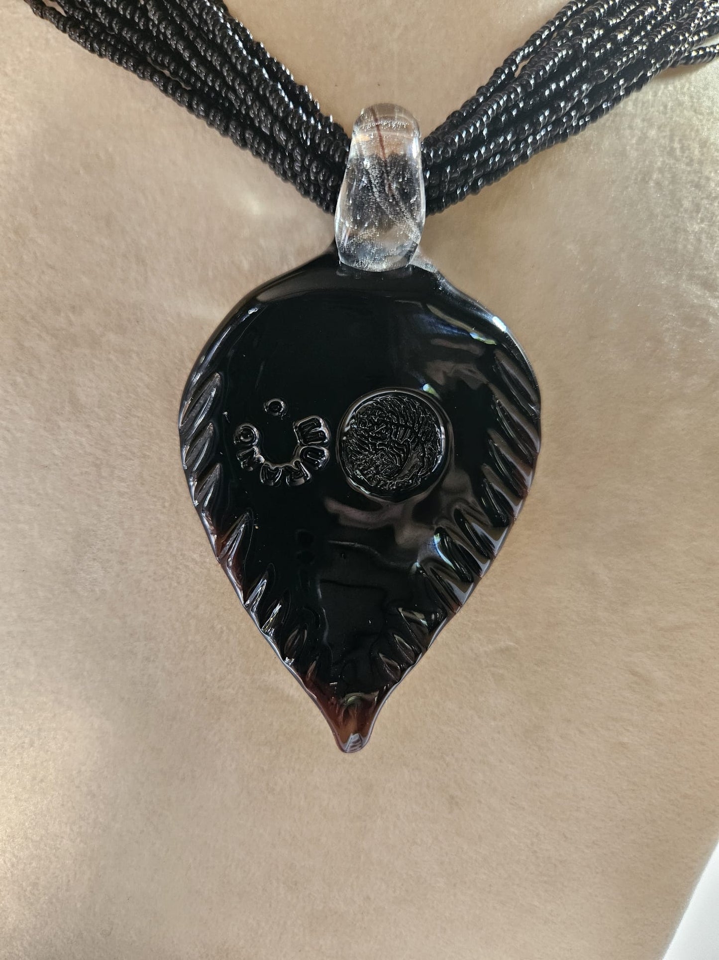 Murano Glass Pendant with 12 strands glass beads necklace by Alessandra Padoan