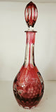 Natchtmann Bleikristall Crystal Cranberry Cut To Clear Glass Decanter