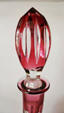 Natchtmann Bleikristall Crystal Cranberry Cut To Clear Glass Decanter
