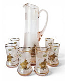 Rare Bohemia Crystal Decanter Set – 8 Piece Frosted Glass with 22K Gold Nautical design