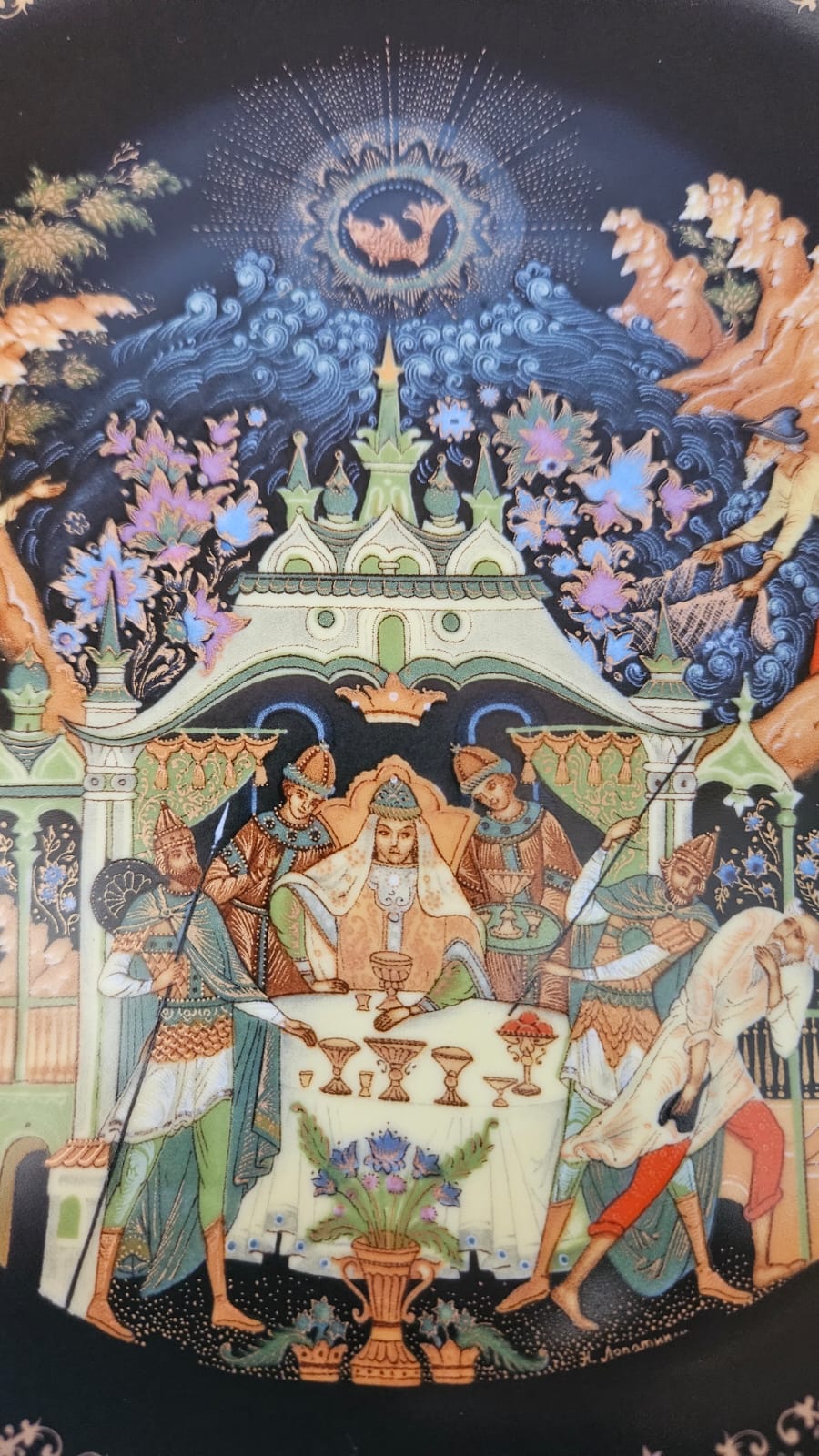 PALEKH Russian Legends "Tale of Fisherman and the Golden Fish" Plate.N Lopalin 5