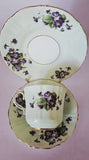 Old Royal Bone China Trio England Purple Voilets Mint Green