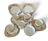 Bell China 14 pcs Tea Set, Pattern R280, Orange Yellow Flowers c.1960