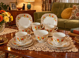 Bell China 14 pcs Tea Set, Pattern R280, Orange Yellow Flowers c.1960