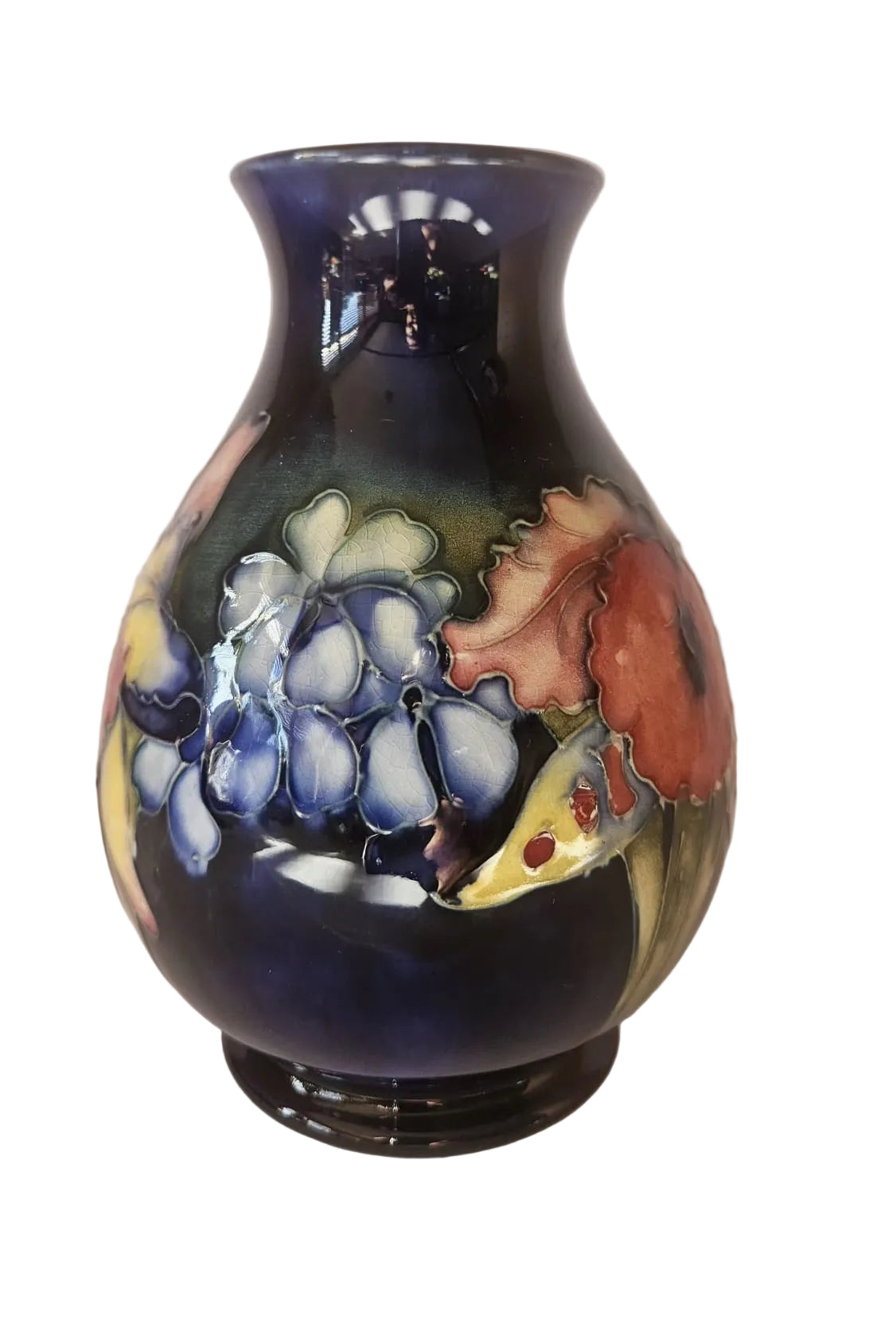 Walter Moorcroft Orchid on Blue Ground vase shape 7/6