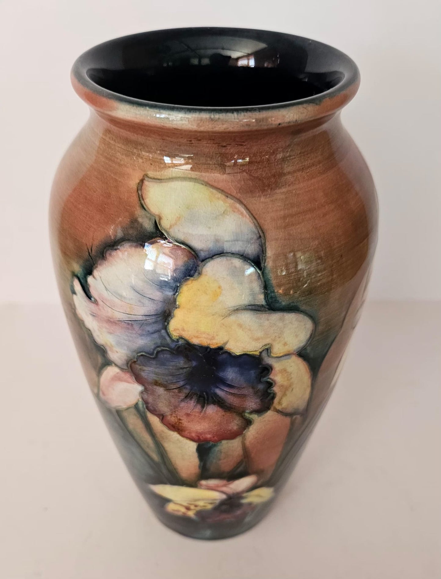 Walter Moorcroft Flambe Orchid tapering shape vase