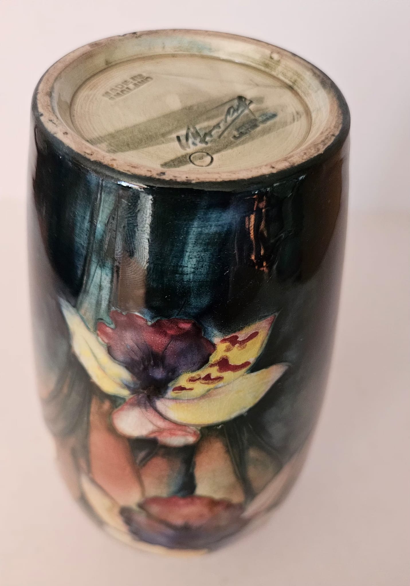 Walter Moorcroft Flambe Orchid tapering shape vase