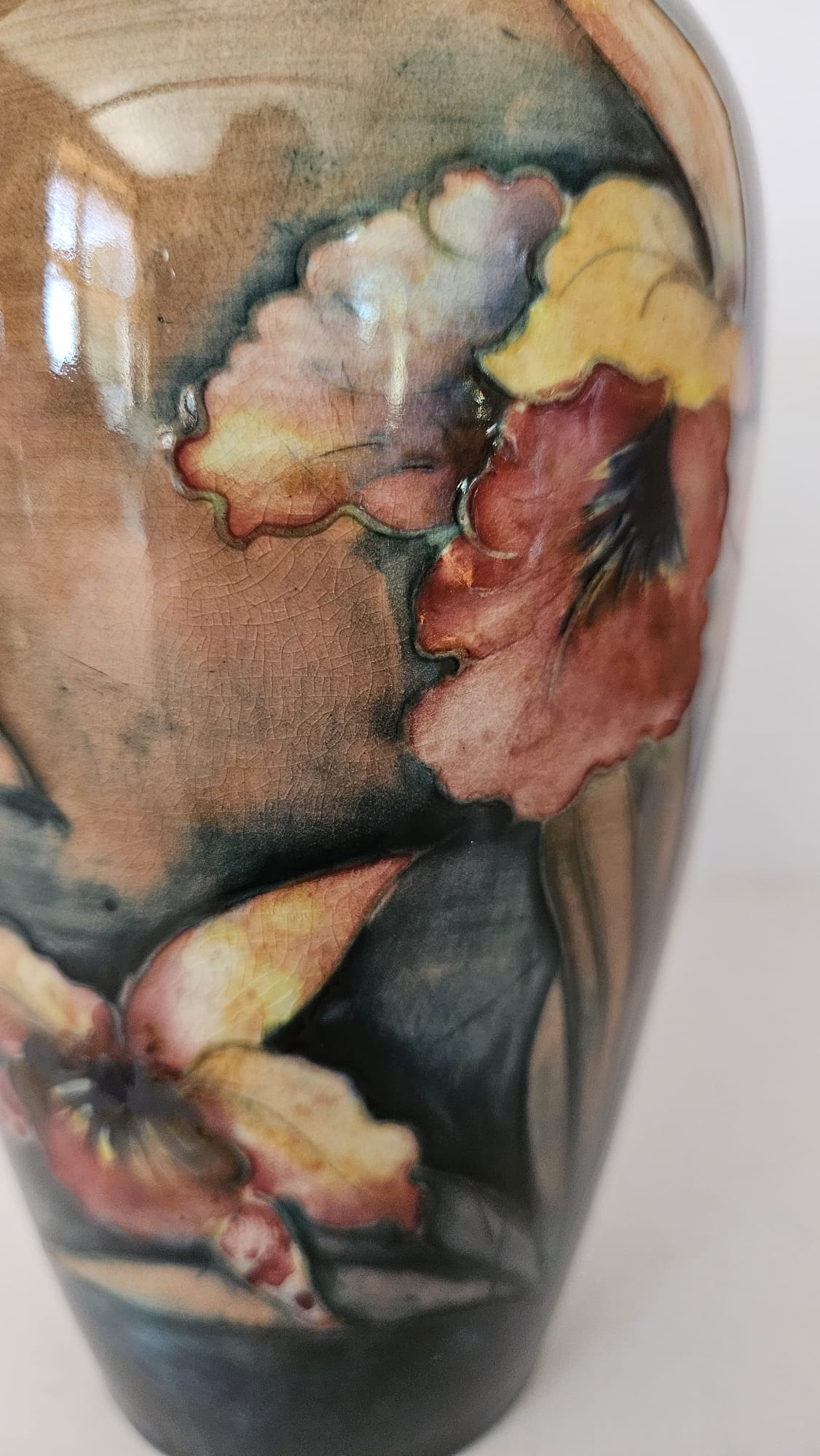 Walter Moorcroft Flambe Orchid tapering shape vase