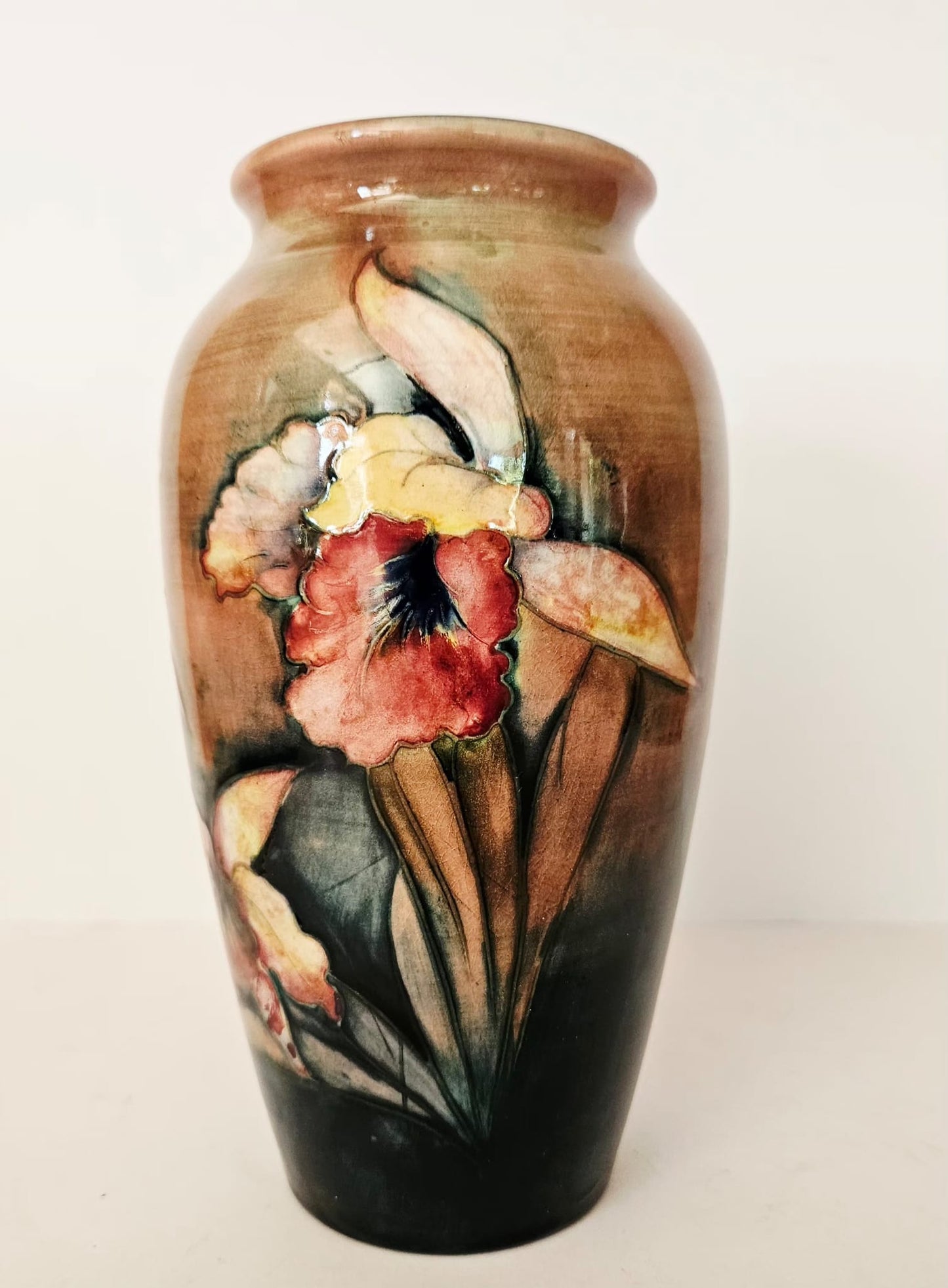 Walter Moorcroft Flambe Orchid tapering shape vase