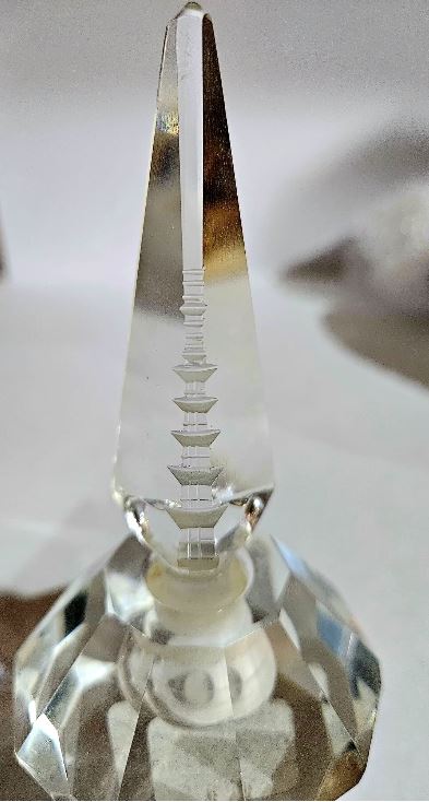 Vintage Hoya Crystal Pagoda Temple design Perfume Bottle c.1930