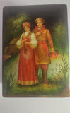 Rare 6" (15cm) Vintage 1980s Russian Fedoskino Hand-Painted Lacquer Box