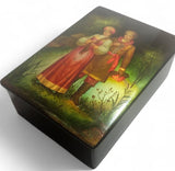 Rare 6" (15cm) Vintage 1980s Russian Fedoskino Hand-Painted Lacquer Box